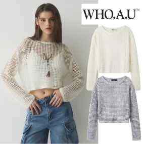 WHO.A.U  |Casual Style Street Style V-Neck Plain Other Animal Patterns