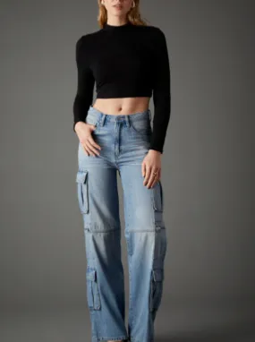 WIDE LEG CARGO JEANS