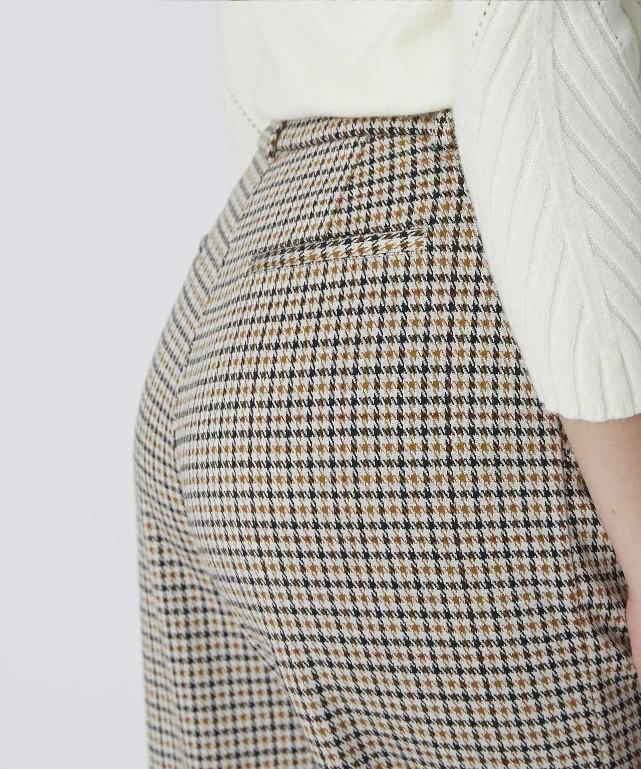 Wide-leg Stretch Check Trousers