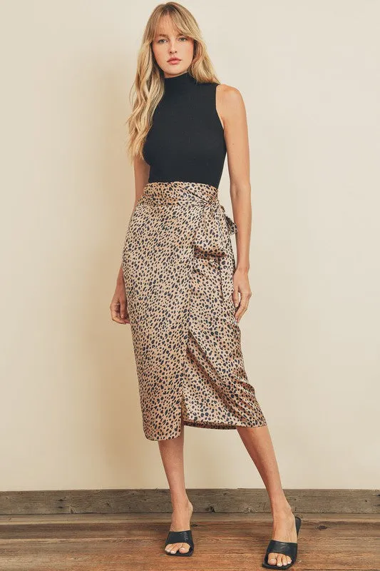 Wildcat Print Midi Wrap Skirt