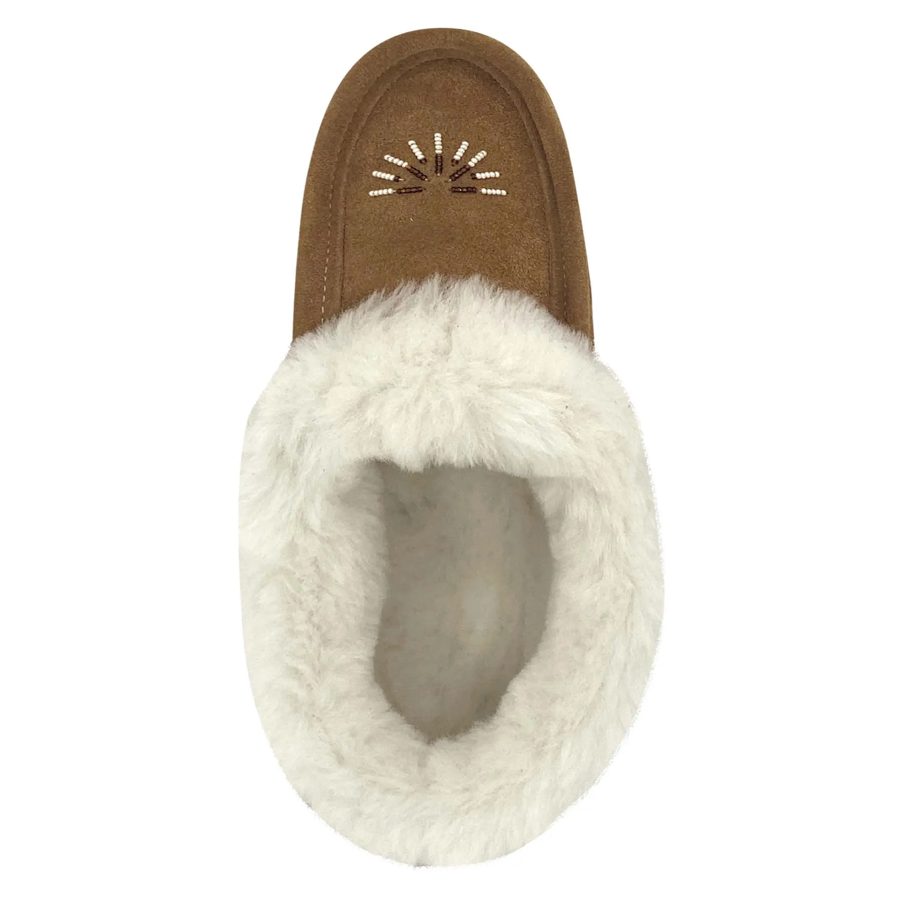 Women's Smoke Beaded Rubber Sole Sheepskin Slippers