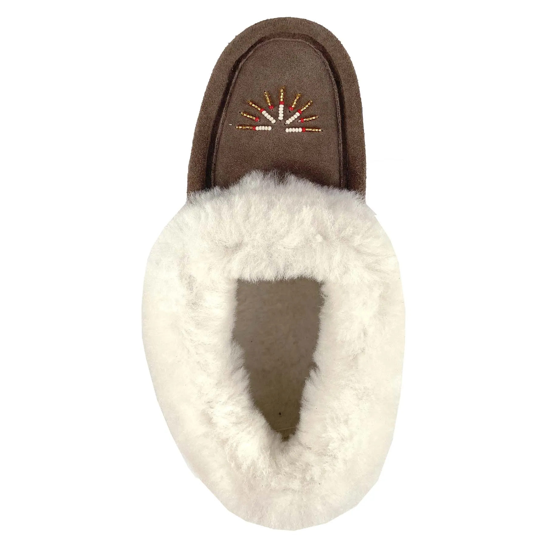 Women's Smoke Beaded Rubber Sole Sheepskin Slippers