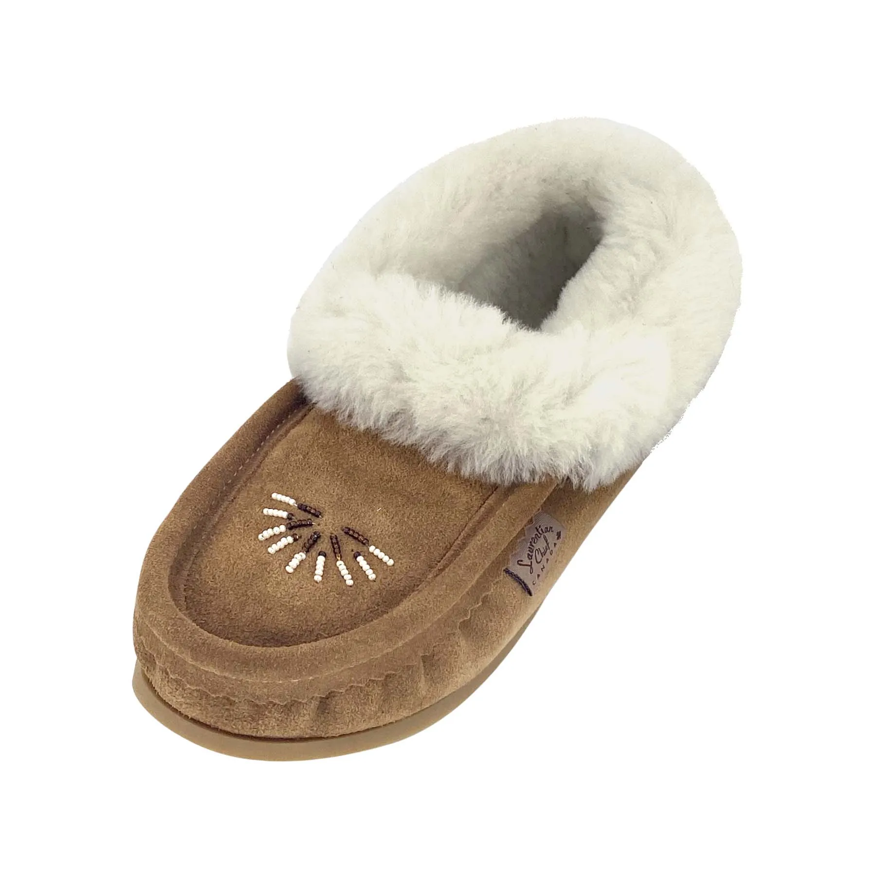 Women's Smoke Beaded Rubber Sole Sheepskin Slippers