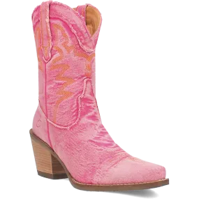 Y'all Need Dolly Distressed Pink Denim Embroidered Boots (DS)