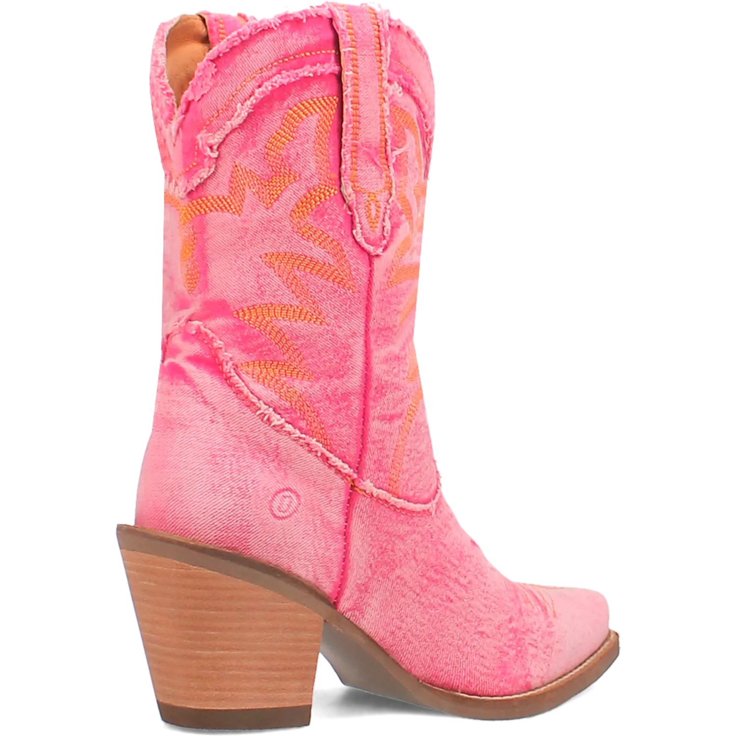 Y'all Need Dolly Distressed Pink Denim Embroidered Boots (DS)