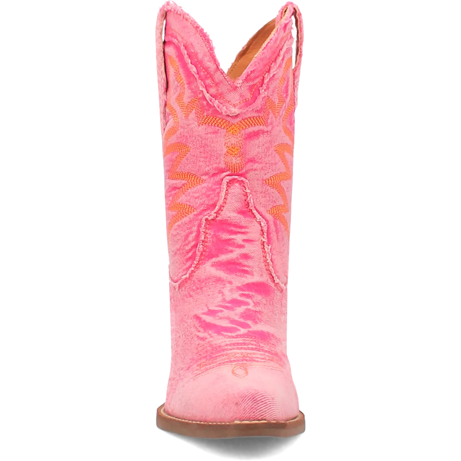 Y'all Need Dolly Distressed Pink Denim Embroidered Boots (DS)