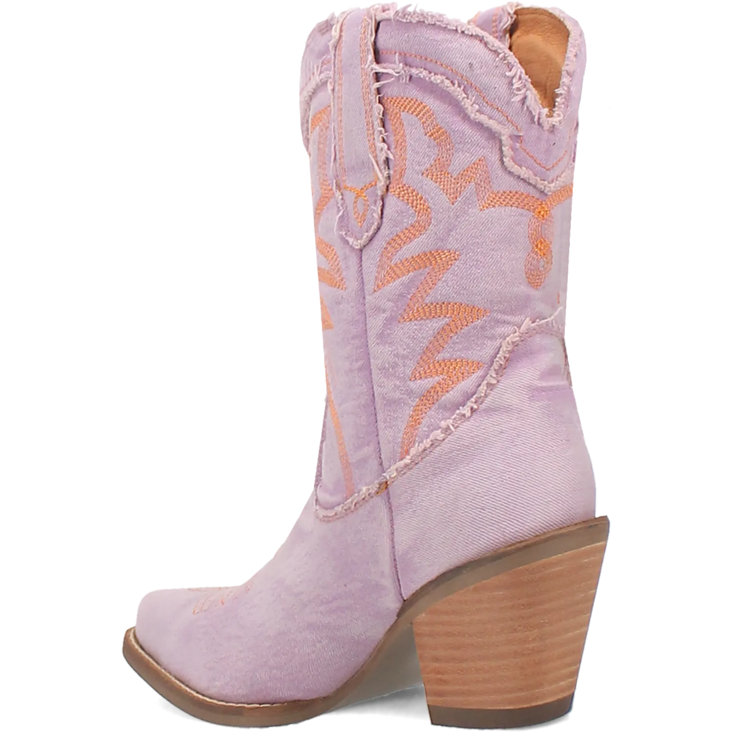 Y'all Need Dolly Distressed Purple Denim Embroidered Boots (DS)