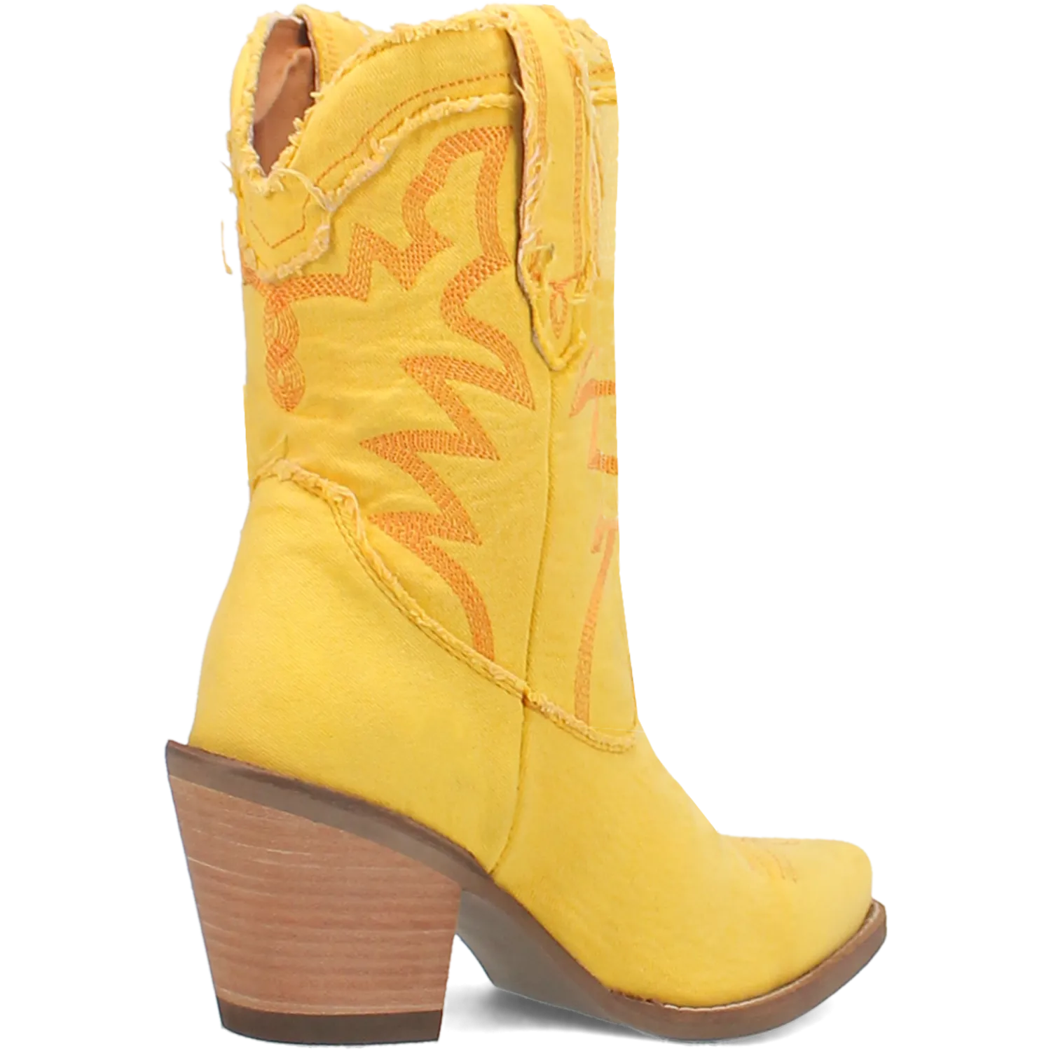 Y'all Need Dolly Distressed Yellow Denim Embroidered Boots (DS)