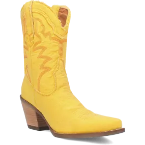 Y'all Need Dolly Distressed Yellow Denim Embroidered Boots (DS)