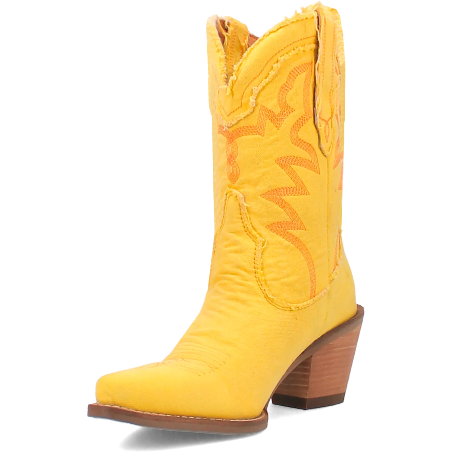 Y'all Need Dolly Distressed Yellow Denim Embroidered Boots (DS)