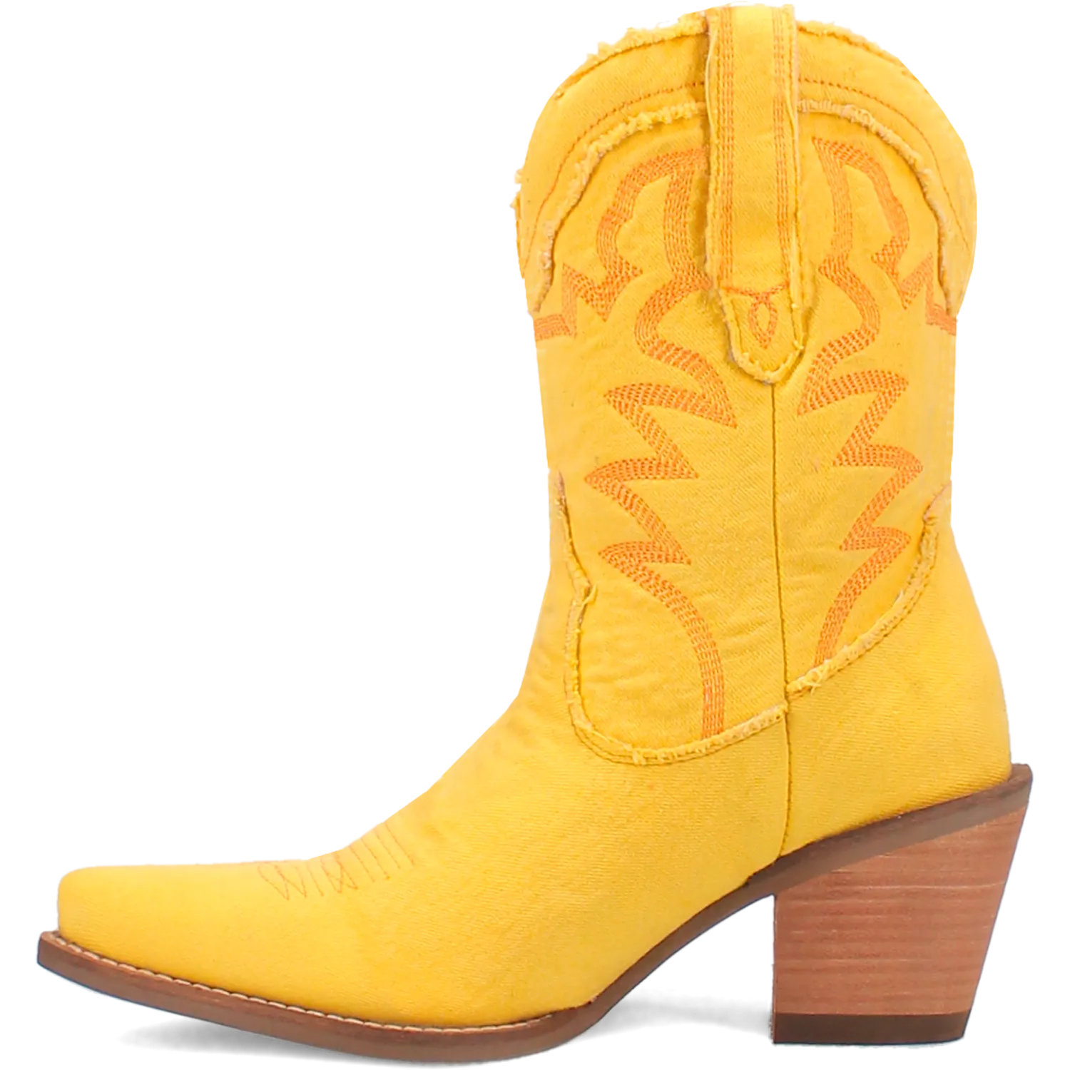 Y'all Need Dolly Distressed Yellow Denim Embroidered Boots (DS)